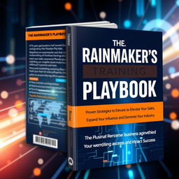 Create a book cover for a training book titled 'The Rainmaker's Playbook: Proven Strategies to Elevate Your Sales, Expand Your Influence, and Dominate Your Industry'