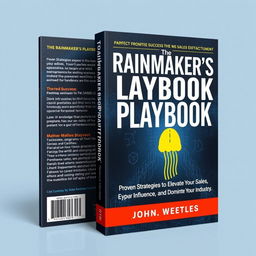 Create a book cover for a training book titled 'The Rainmaker's Playbook: Proven Strategies to Elevate Your Sales, Expand Your Influence, and Dominate Your Industry'