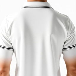 Crie uma imagem mostrando a parte de trás de uma camisa polo sem gola na cor branca