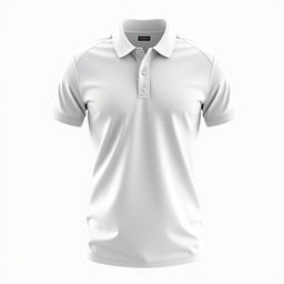 Crie uma imagem 3D de uma camisa polo sem gola na cor branca, ideal para adicionar logotipos