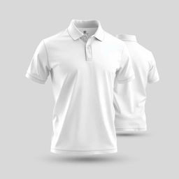 Crie uma imagem 3D de uma camisa polo sem gola na cor branca, ideal para adicionar logotipos