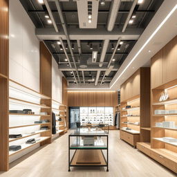 A detailed interior design of a modern retail store