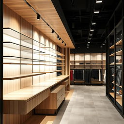 A detailed interior design of a modern retail store