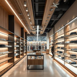 A detailed interior design of a modern retail store