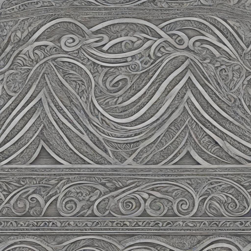 Intricate Polynesian tribal patterns with strong black lines and curvaceous designs, inspired by sea, fauna, and flora
