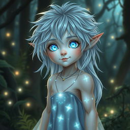 Create an image of Sylvaris, a mystical fey being with a youthful, almost childlike appearance