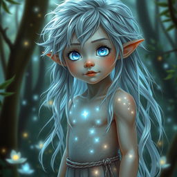 Create an image of Sylvaris, a mystical fey being with a youthful, almost childlike appearance