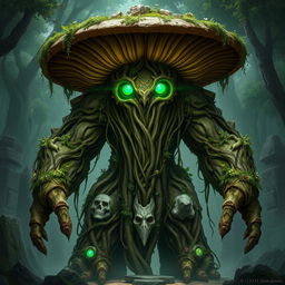 Create an image of the Verdant Sentinel, a massive, ancient construct imbued with druidic magic