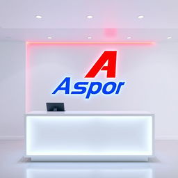 A minimalist counter in white, red, and blue colors with the Asport logo