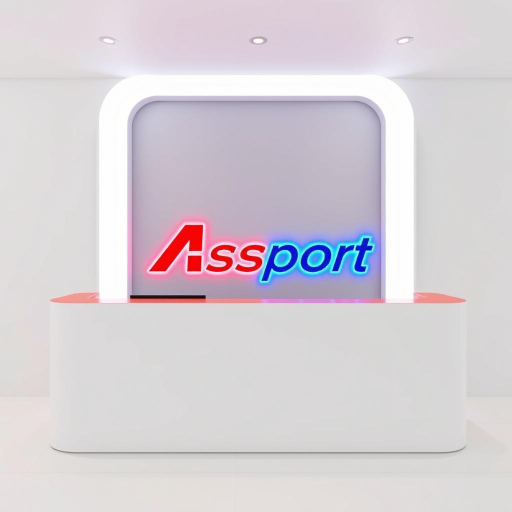 A minimalist counter in white, red, and blue colors with the Asport logo