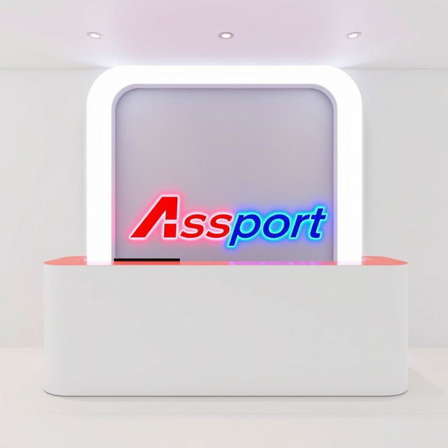 A minimalist counter in white, red, and blue colors with the Asport logo