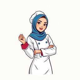 An illustration of a t-shirt design featuring a female chef wearing a hijab