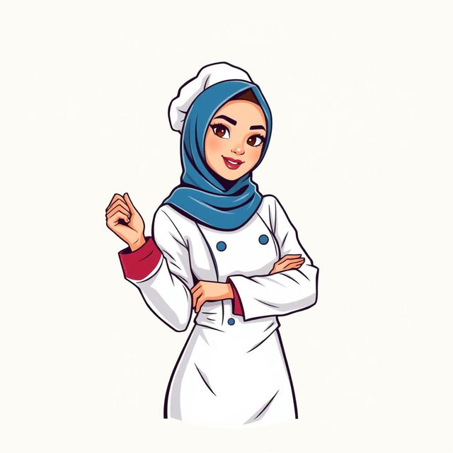 An illustration of a t-shirt design featuring a female chef wearing a hijab