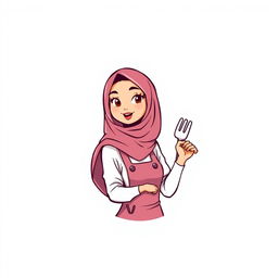 A t-shirt design featuring an illustration of a female chef wearing a hijab