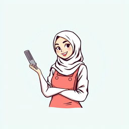 A t-shirt design featuring an illustration of a female chef wearing a hijab