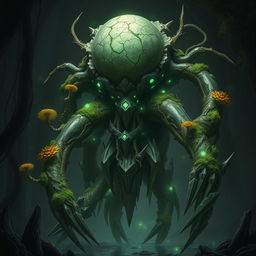 Create an image of the Verdant Sentinel, a colossal, ancient construct with an alien and non-humanoid design