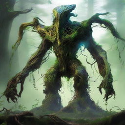 Create an image of the Verdant Sentinel, a colossal, ancient construct with an alien and non-humanoid design