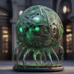 Create an image of the Verdant Sentinel, a colossal construct with a mechanical and octopus-inspired design