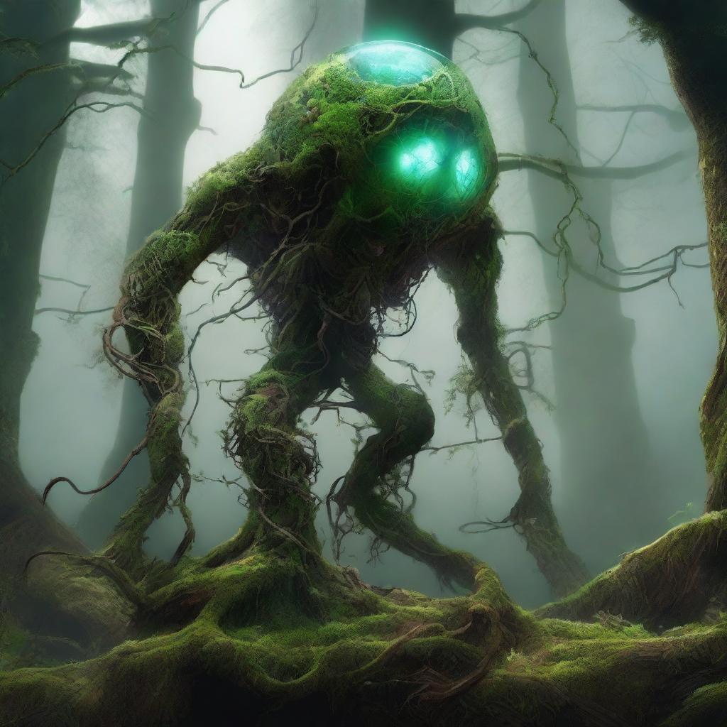 Create an image of the Verdant Sentinel, a colossal, ancient construct with an alien and non-humanoid design