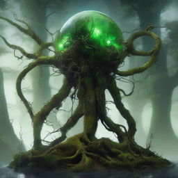 Create an image of the Verdant Sentinel, a colossal, ancient construct with an alien and non-humanoid design