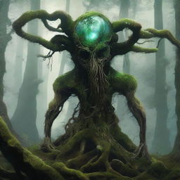 Create an image of the Verdant Sentinel, a colossal, ancient construct with an alien and non-humanoid design