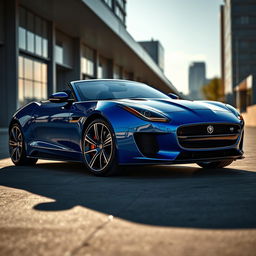 A wide body Jaguar F-Type with a sleek aerodynamic design, high-performance sports car in vibrant metallic blue