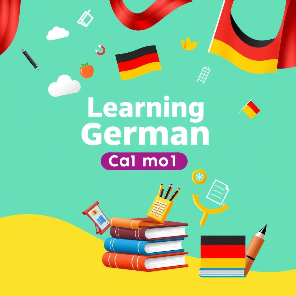 Create a cover photo for a book titled 'Learning German A1 Level'