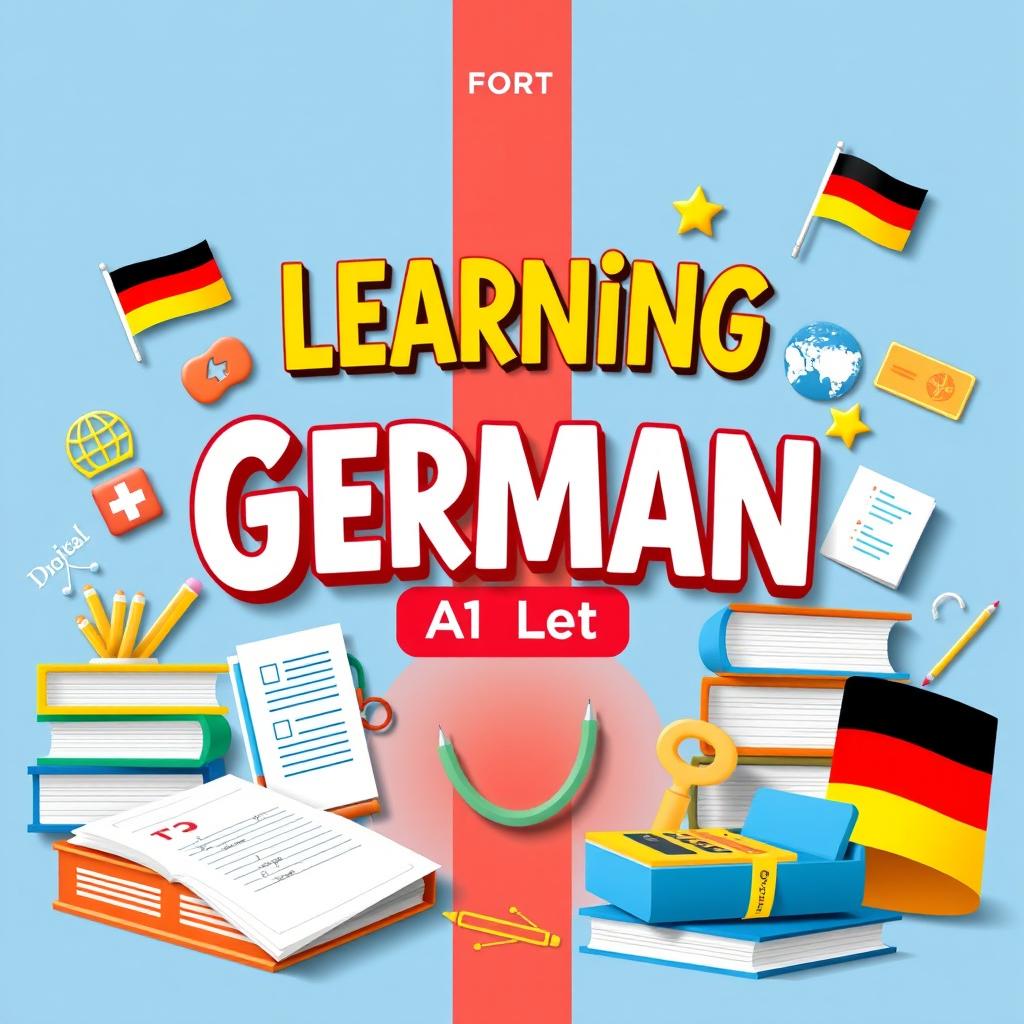 Create a cover photo for a book titled 'Learning German A1 Level'