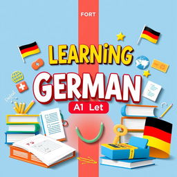 Create a cover photo for a book titled 'Learning German A1 Level'