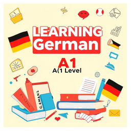 Create a cover photo for a book titled 'Learning German A1 Level'