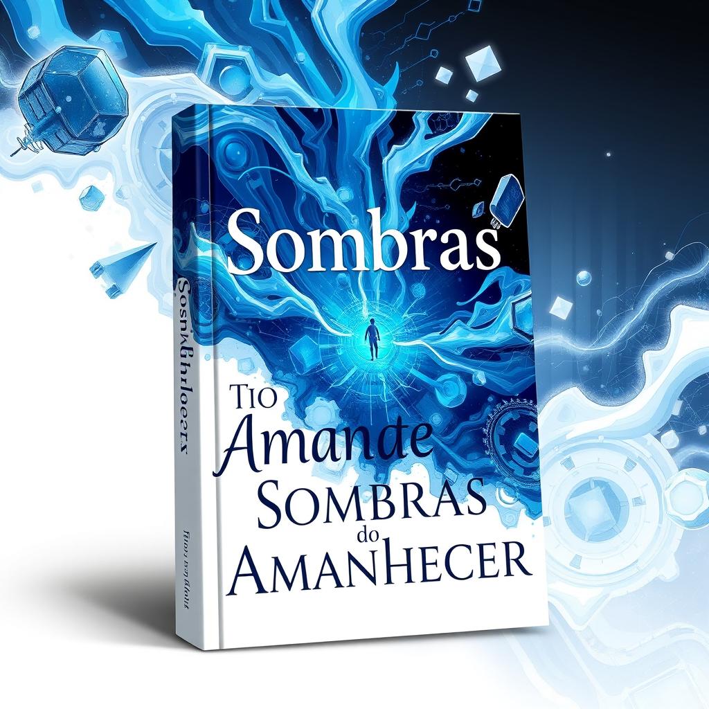 A captivating book cover illustration featuring the colors white, blue, and black, with emphasis on blue and white