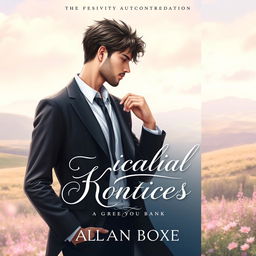 Create a cover for a BL novel featuring two male characters in a romantic pose