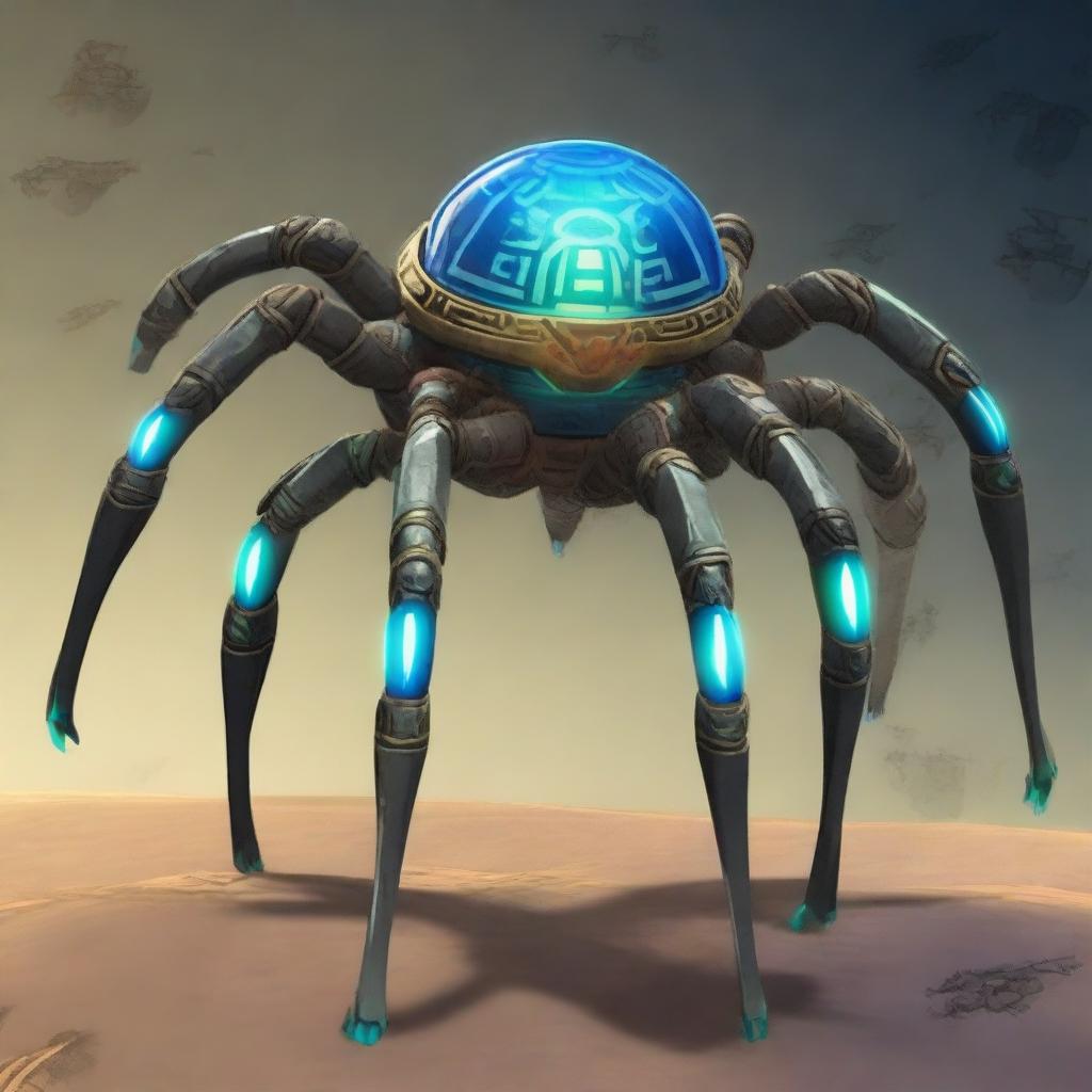 Create an image of Guardians, towering, spider-like machines created by the ancient Sheikah tribe