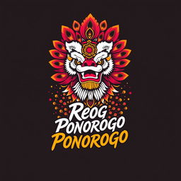 A vibrant and dynamic T-shirt design featuring Reog Ponorogo, a traditional Indonesian dance