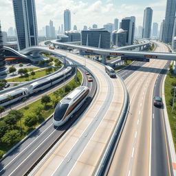 A futuristic transportation infrastructure featuring advanced technology