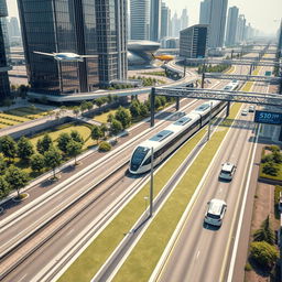 A futuristic transportation infrastructure featuring advanced technology