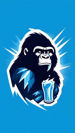 A striking logo for 'Gorilla Ice' energy drink featuring a roaring gorilla surrounded by an explosion of icy shards, with the name in bold, icy blue letters.