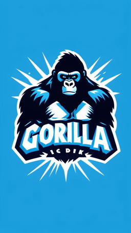 A striking logo for 'Gorilla Ice' energy drink featuring a roaring gorilla surrounded by an explosion of icy shards, with the name in bold, icy blue letters.