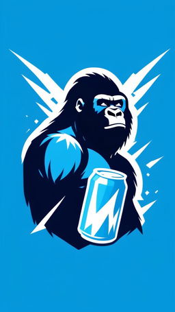 A striking logo for 'Gorilla Ice' energy drink featuring a roaring gorilla surrounded by an explosion of icy shards, with the name in bold, icy blue letters.