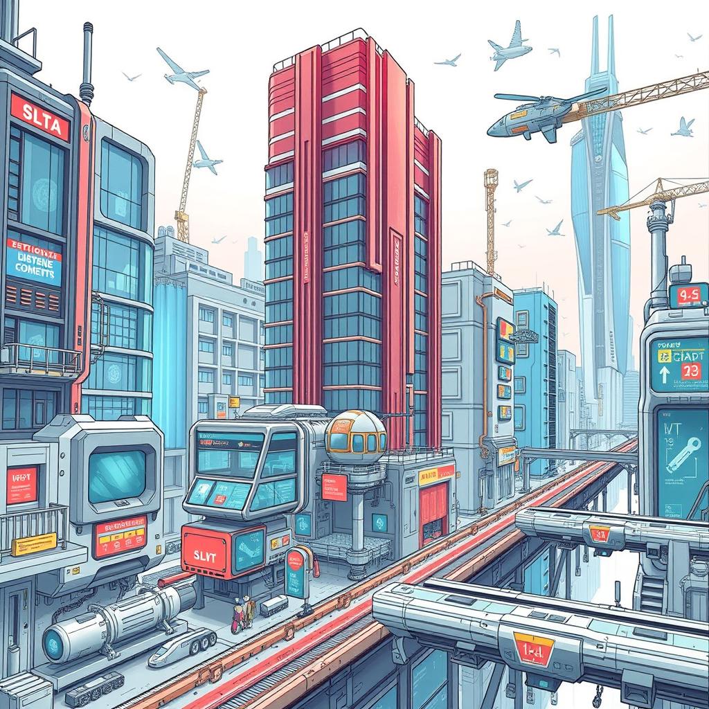 A detailed illustration showcasing advanced technology and modern infrastructure