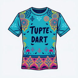 A creative and stylish t-shirt design with unique patterns and vibrant colors