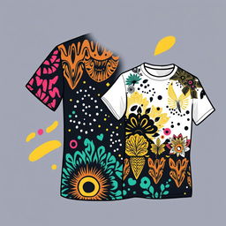 A creative and stylish t-shirt design with unique patterns and vibrant colors