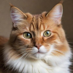 A visually captivating house cat with vibrant fur, silky to the touch and eyes shimmering with feline curiosity.