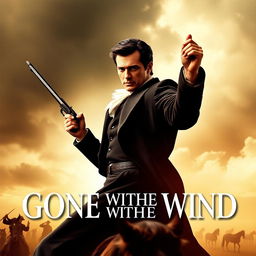 A dramatic movie poster featuring Rhett Butler from Gone with the Wind