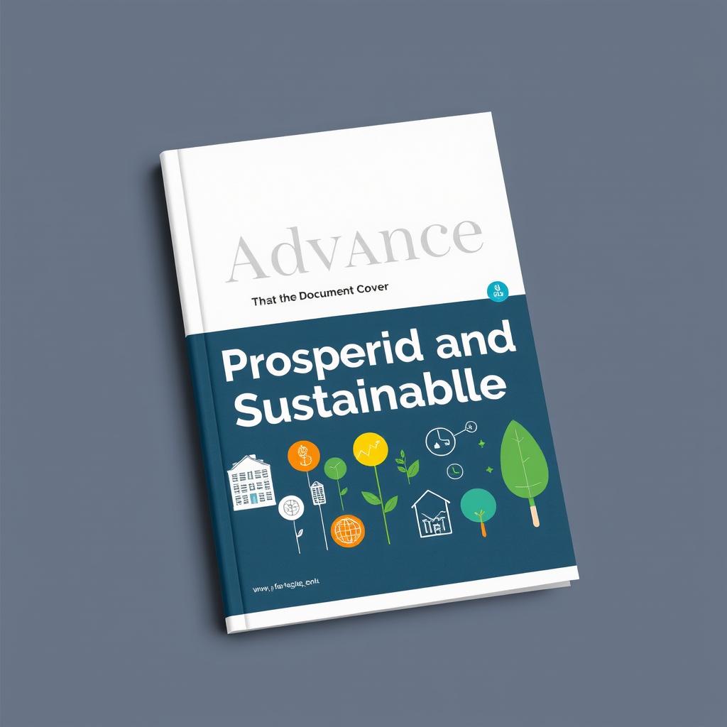 Design a document cover with the title 'Advance, Prosperous and Sustainable'