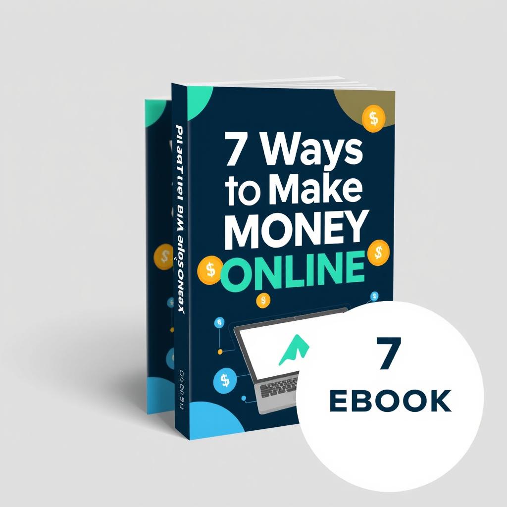 Design an e-book cover for the title '7 Ways to Make Money Online'