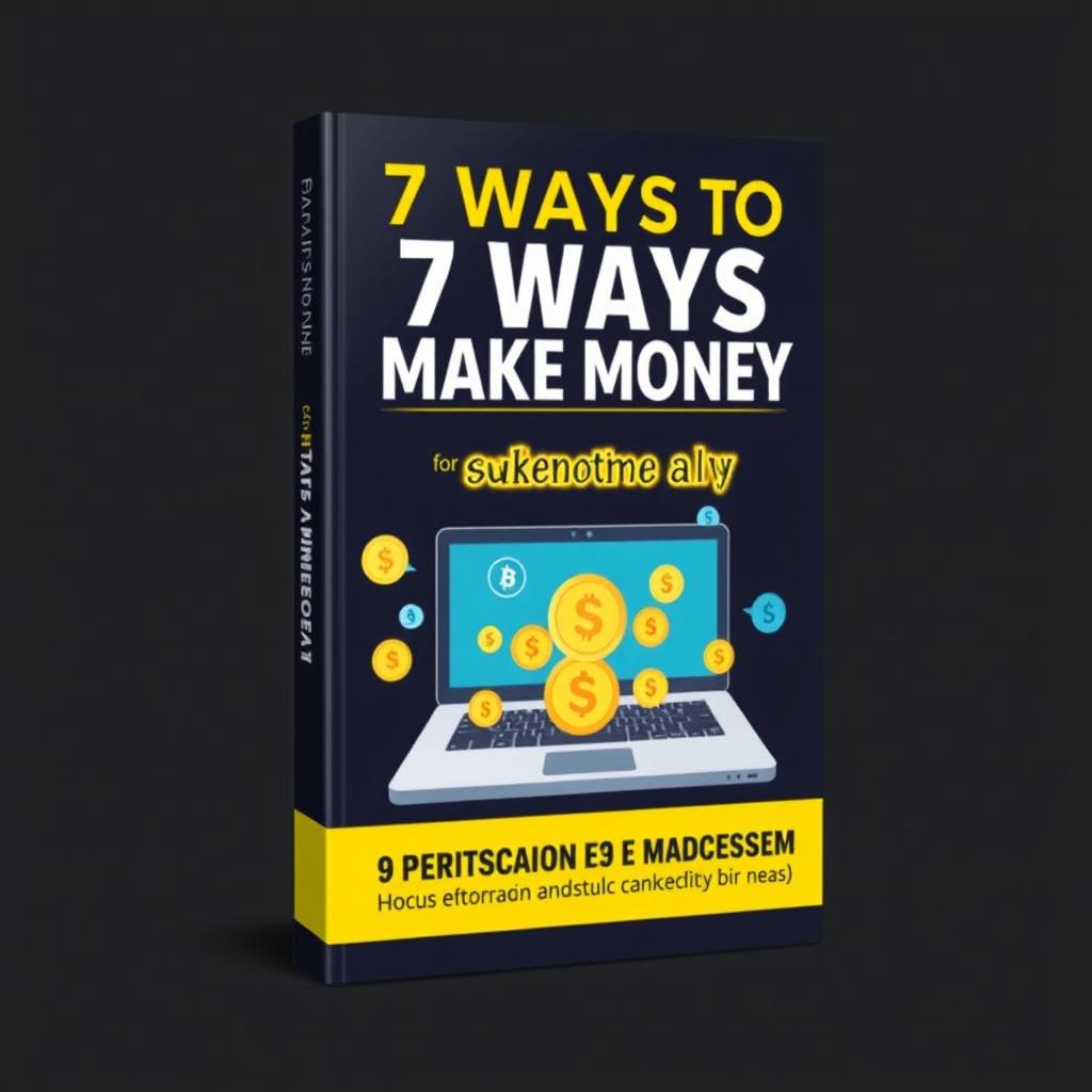 Design an e-book cover for the title '7 Ways to Make Money Online'