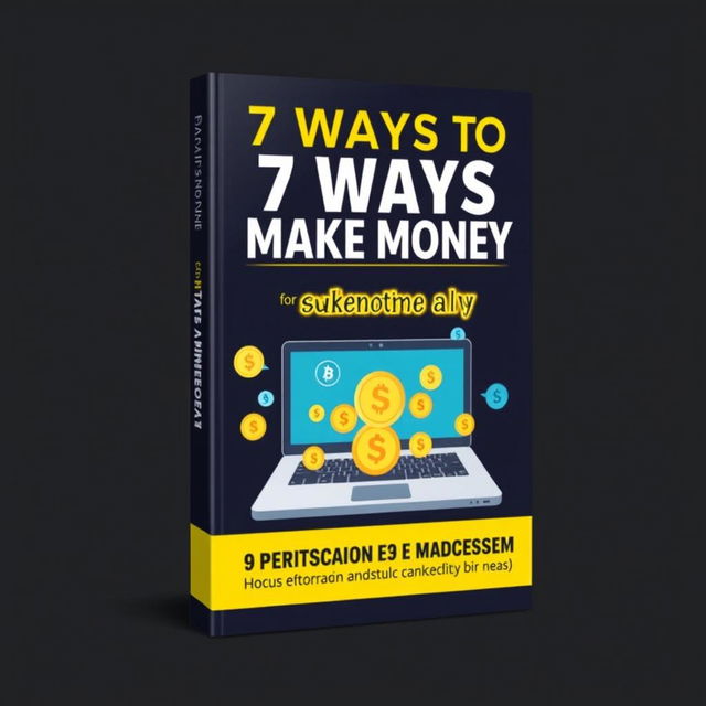 Design an e-book cover for the title '7 Ways to Make Money Online'