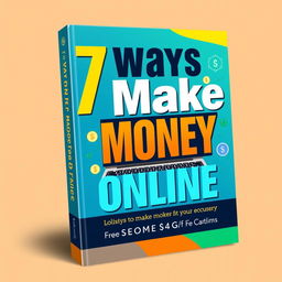 Create an e-book cover for the title '7 Ways to Make Money Online'