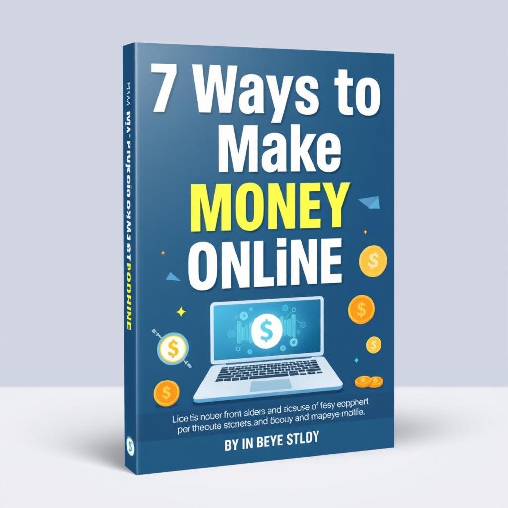 Create an e-book cover for the title '7 Ways to Make Money Online'